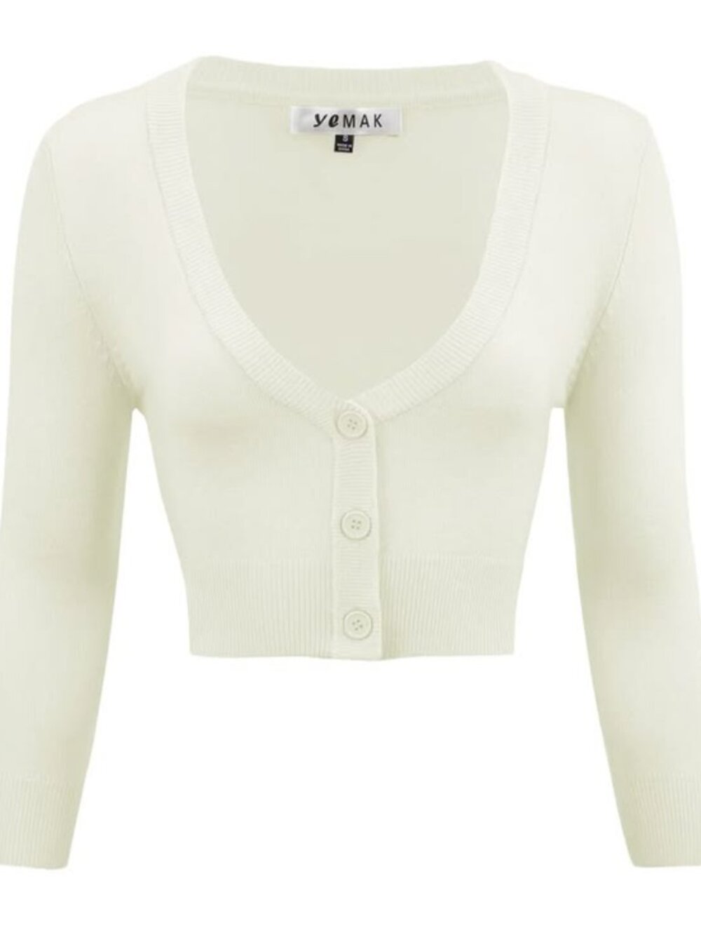 Medium New Unworn YeMak Ivory Retro Vintage Insp Cropped Cardigan Modcloth